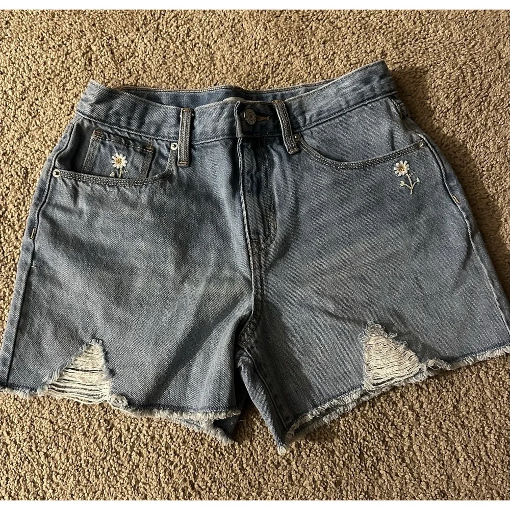 Girls OLD‎ NAVY Embroidered Jean Shorts; Size 14